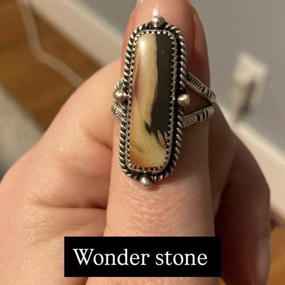 Wonder stone agate by wildflower at heart size 7 split band Sterling silver - Picture 1 of 1